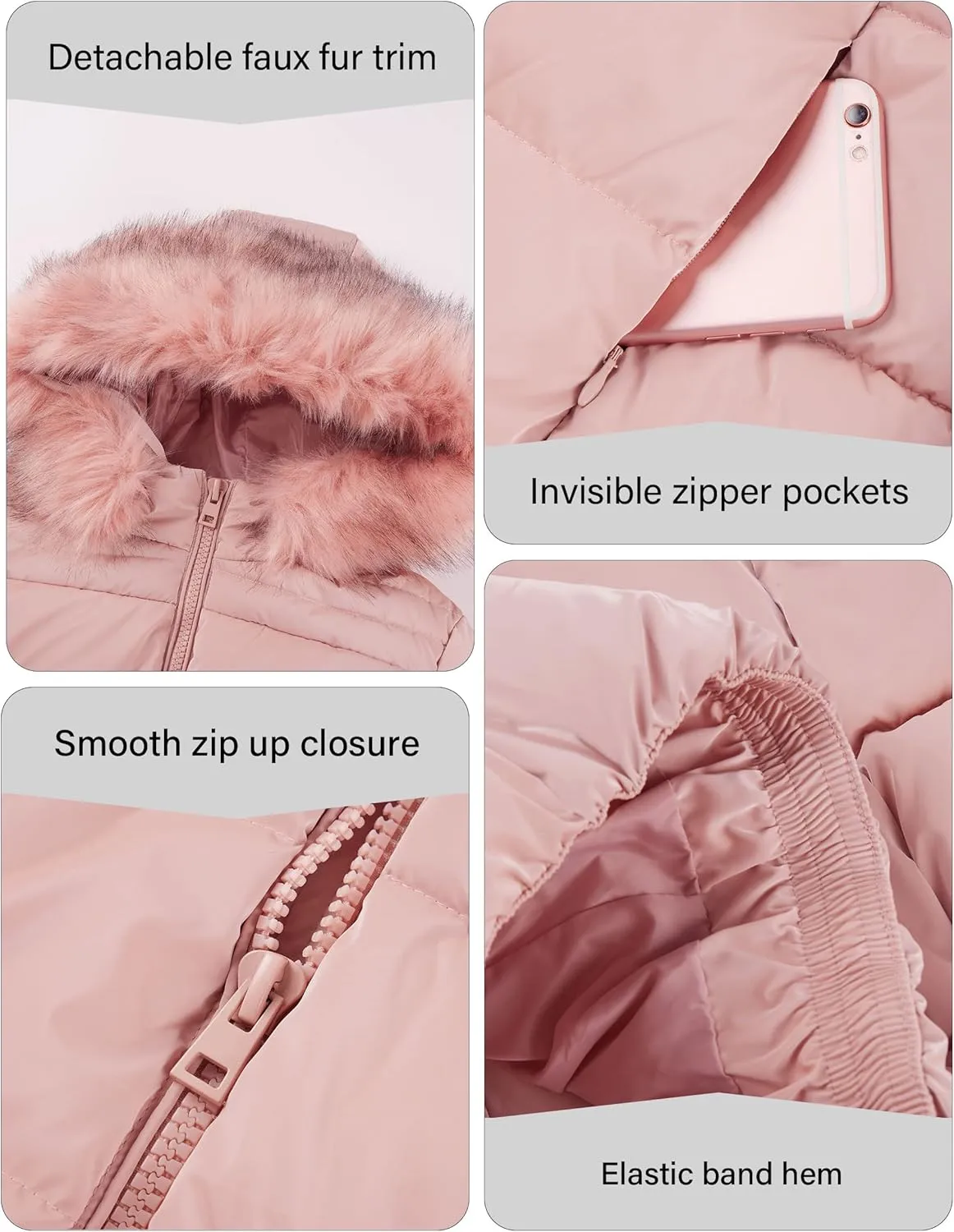 Bellivera Womens Lightweight Puffer Jacket, Winter Coats for Women Warm Quilted Bubble Padded Hood Coat with Faux Fur Collar