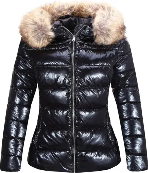 Bellivera Womens Lightweight Puffer Jacket, Winter Coats for Women Warm Quilted Bubble Padded Hood Coat with Faux Fur Collar