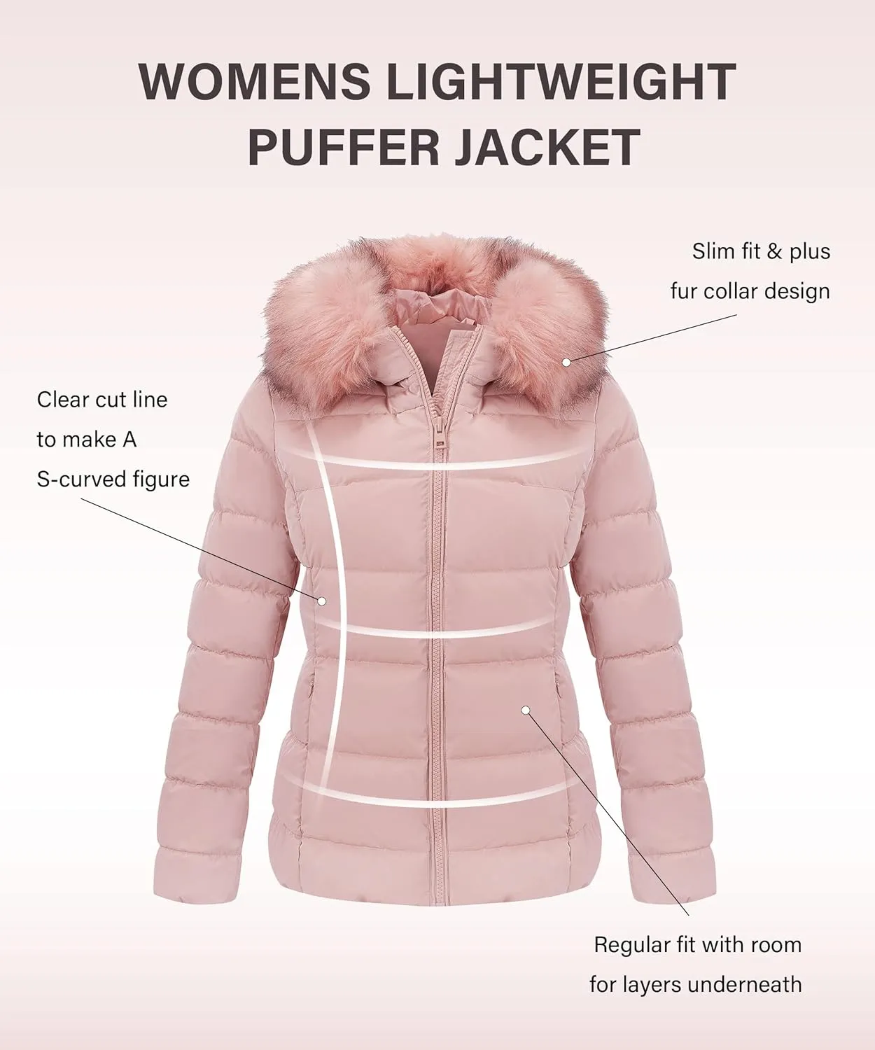Bellivera Womens Lightweight Puffer Jacket, Winter Coats for Women Warm Quilted Bubble Padded Hood Coat with Faux Fur Collar