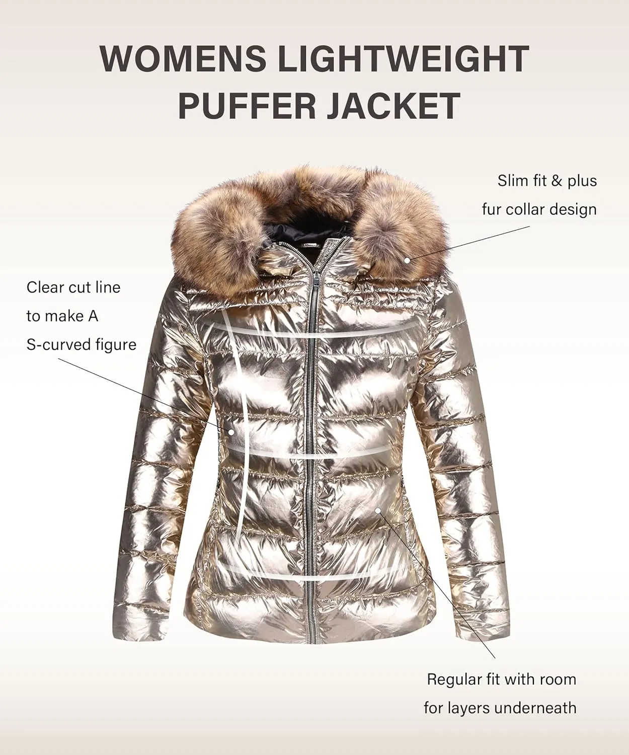 Bellivera Womens Lightweight Puffer Jacket, Winter Coats for Women Warm Quilted Bubble Padded Hood Coat with Faux Fur Collar