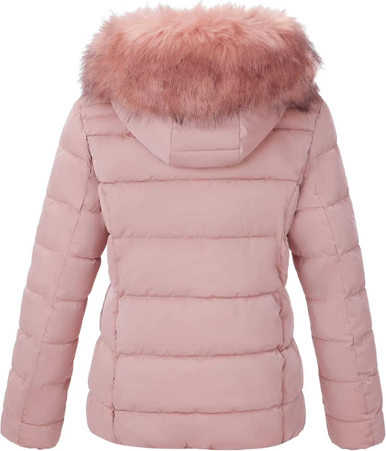 Bellivera Womens Lightweight Puffer Jacket, Winter Coats for Women Warm Quilted Bubble Padded Hood Coat with Faux Fur Collar