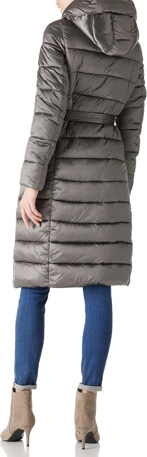 Bellivera Women's Puffer Jacket Lightweight Quilted Hooded Long Down Alternative Coat with Belt