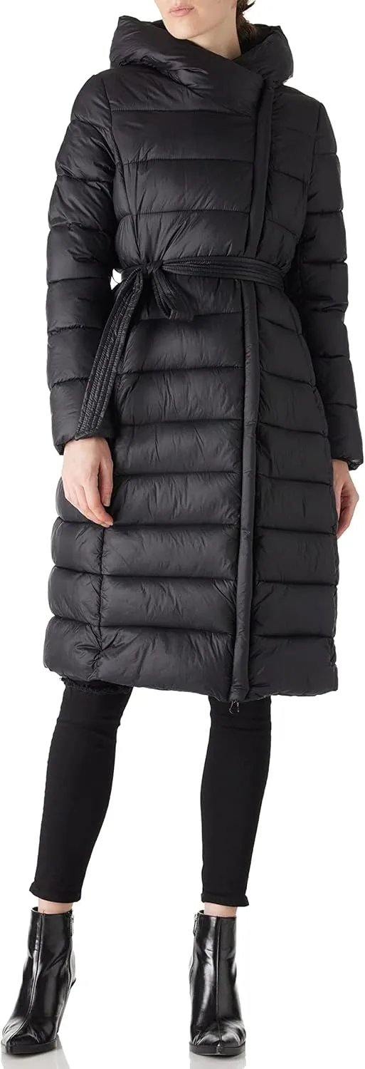 Bellivera Women's Puffer Jacket Lightweight Quilted Hooded Long Down Alternative Coat with Belt