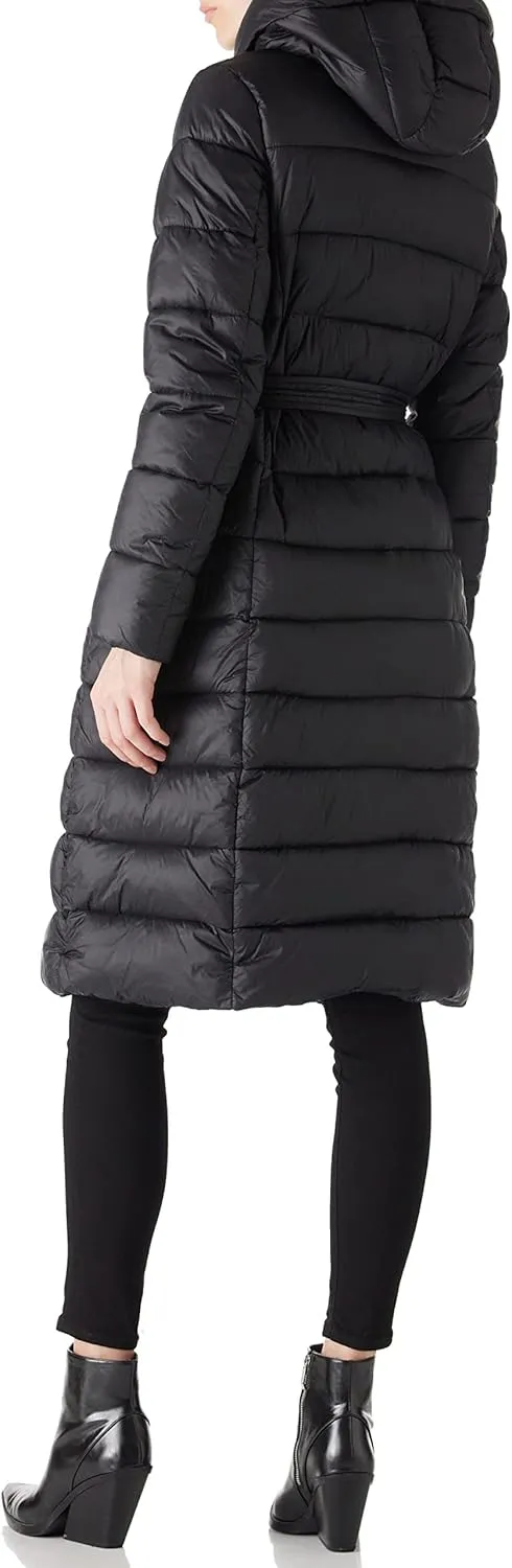 Bellivera Women's Puffer Jacket Lightweight Quilted Hooded Long Down Alternative Coat with Belt