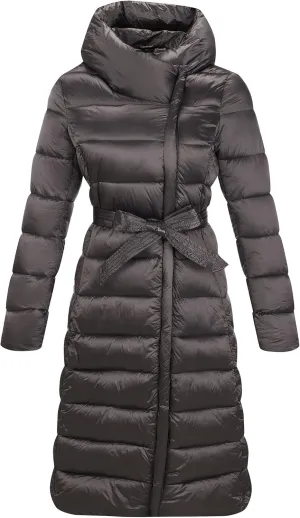 Bellivera Women's Puffer Jacket Lightweight Quilted Hooded Long Down Alternative Coat with Belt
