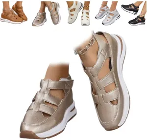 Bootara Women'S Plus Size Hollow-Out Casual Sandals, Closed Toe Platform Sandals Height-Boosting Thick Sole