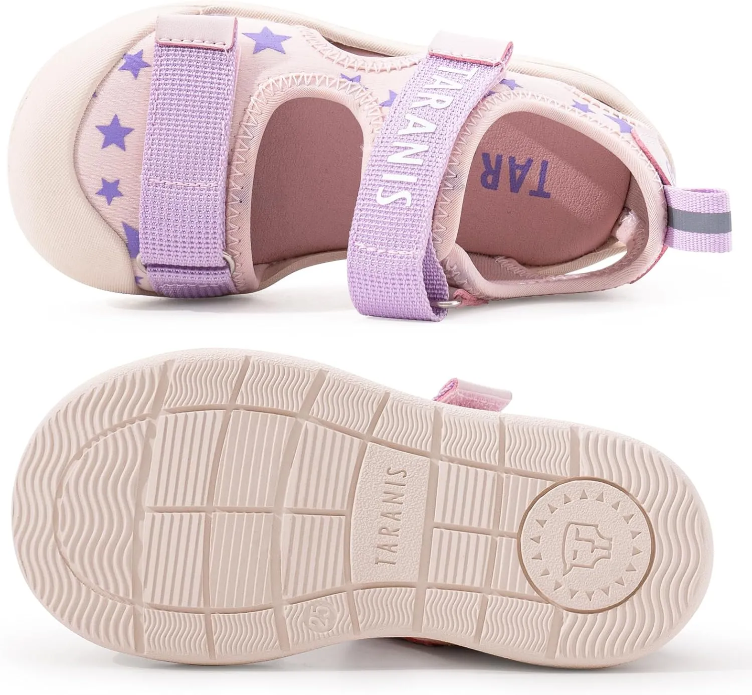 Boy and Girl Toddler Summer Sandals Lightweight Summer Sandals Closed-Toe Stars Shoes with Hook and Loop