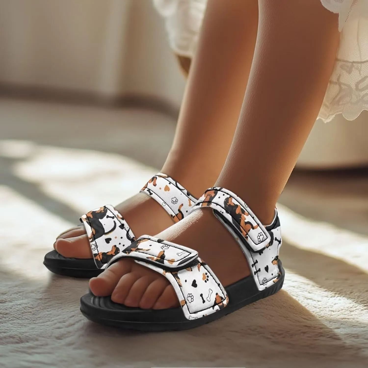 Boys Girls Sandals Cute Dachshund Print Kids Athletic Sport Sandals Open Toe Fashion Outdoor Hiking Shoes for Summer
