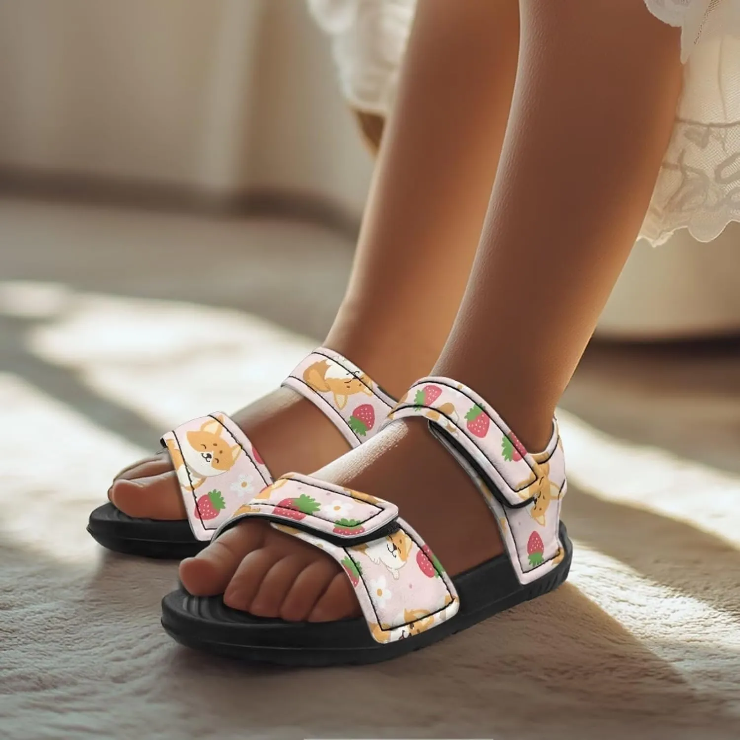 Boys Girls Sandals Cute Dachshund Print Kids Athletic Sport Sandals Open Toe Fashion Outdoor Hiking Shoes for Summer