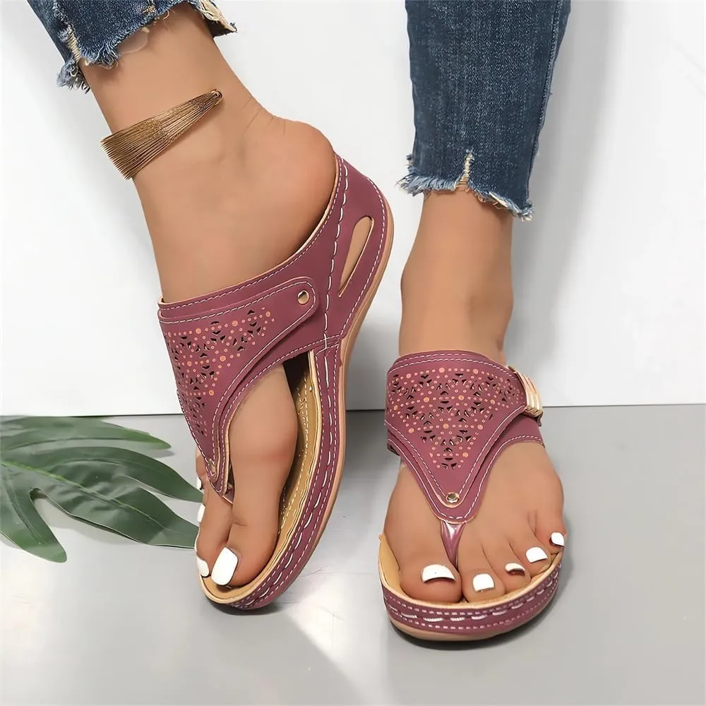 Breathable Mesh Sports Sandals With Non-Slip Sole, Comfortable Ladies Orthopedic Platform Wedge Flip Flops, Anti-Slip Sole