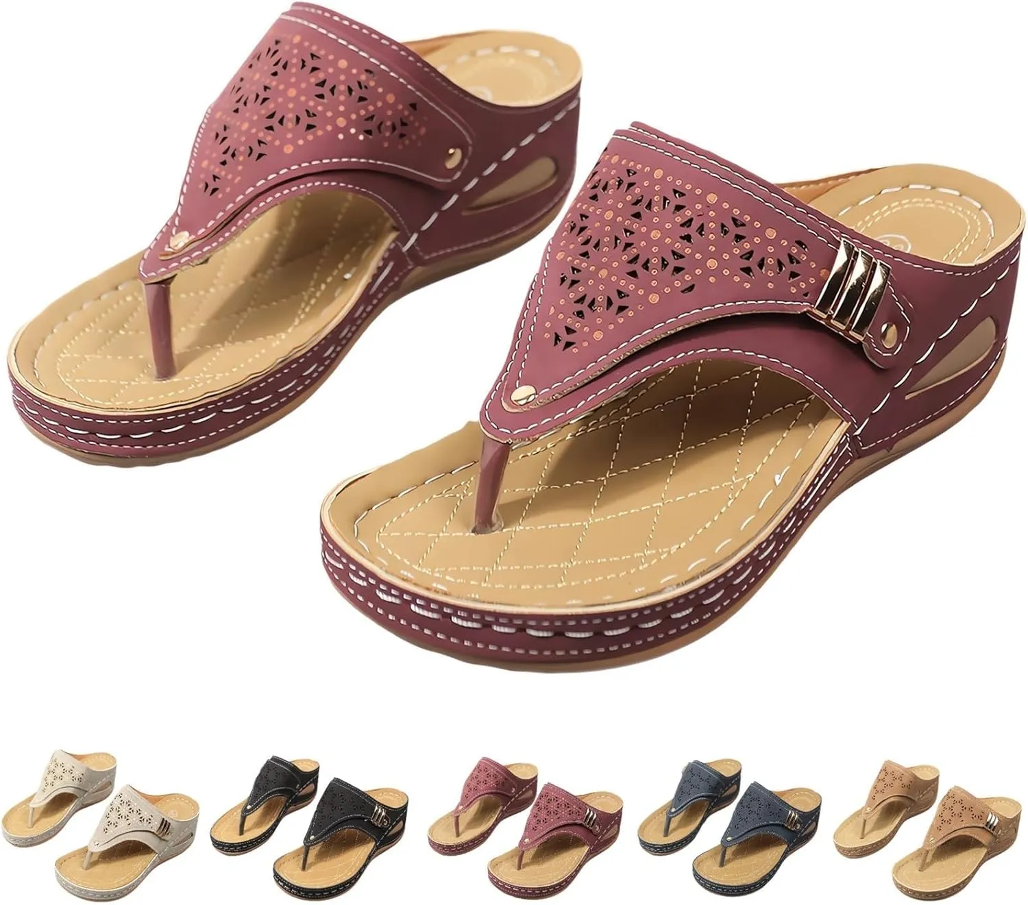 Breathable Mesh Sports Sandals With Non-Slip Sole, Comfortable Ladies Orthopedic Platform Wedge Flip Flops, Anti-Slip Sole