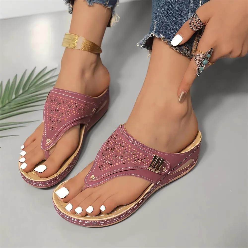 Breathable Mesh Sports Sandals With Non-Slip Sole, Comfortable Ladies Orthopedic Platform Wedge Flip Flops, Anti-Slip Sole