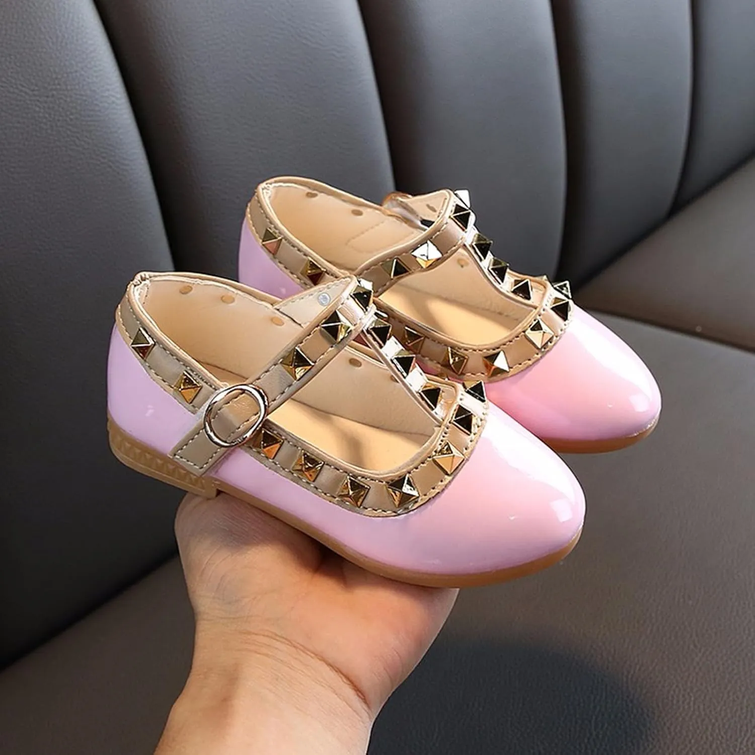 Breathable Shoes For Girl Dress Glitter Sequins Crystal High Heels Closed Toe Party Wedding Flower Shoes Children's Adjustable Back Strap Water Sandal