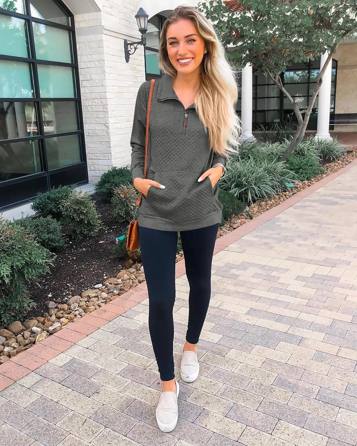 BTFBM Women Fashion Quilted Pattern Lightweight Zipper Long Sleeve Plain Casual Ladies Sweatshirts Pullovers Shirts Tops