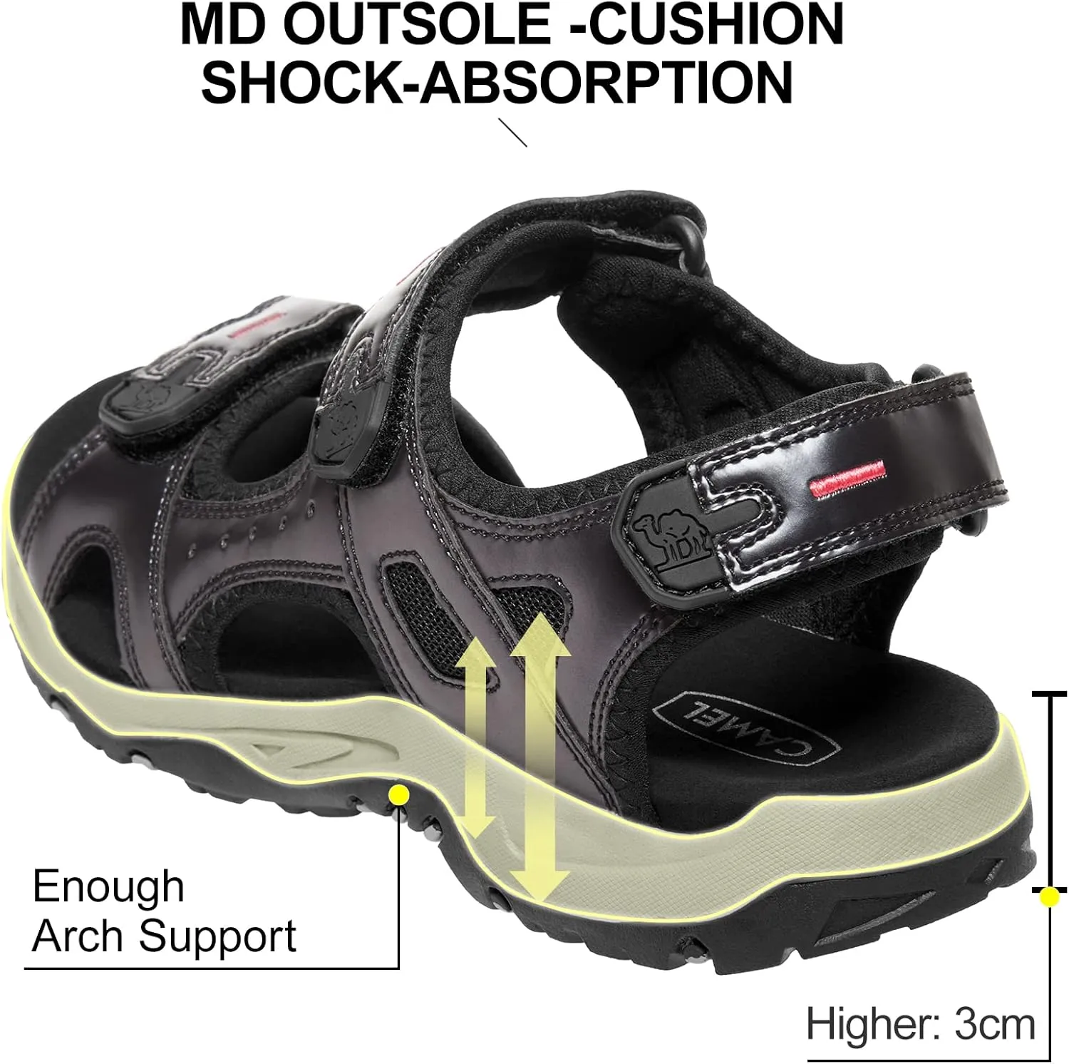 CAMEL CROWN Comfortable Hiking Sandals for Women Waterproof Sport Sandals for Walking Beach Water with Arch Support