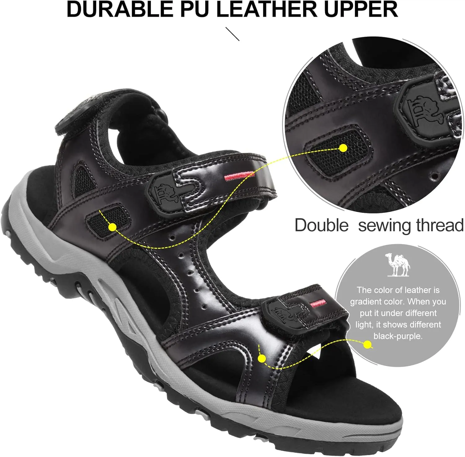 CAMEL CROWN Comfortable Hiking Sandals for Women Waterproof Sport Sandals for Walking Beach Water with Arch Support