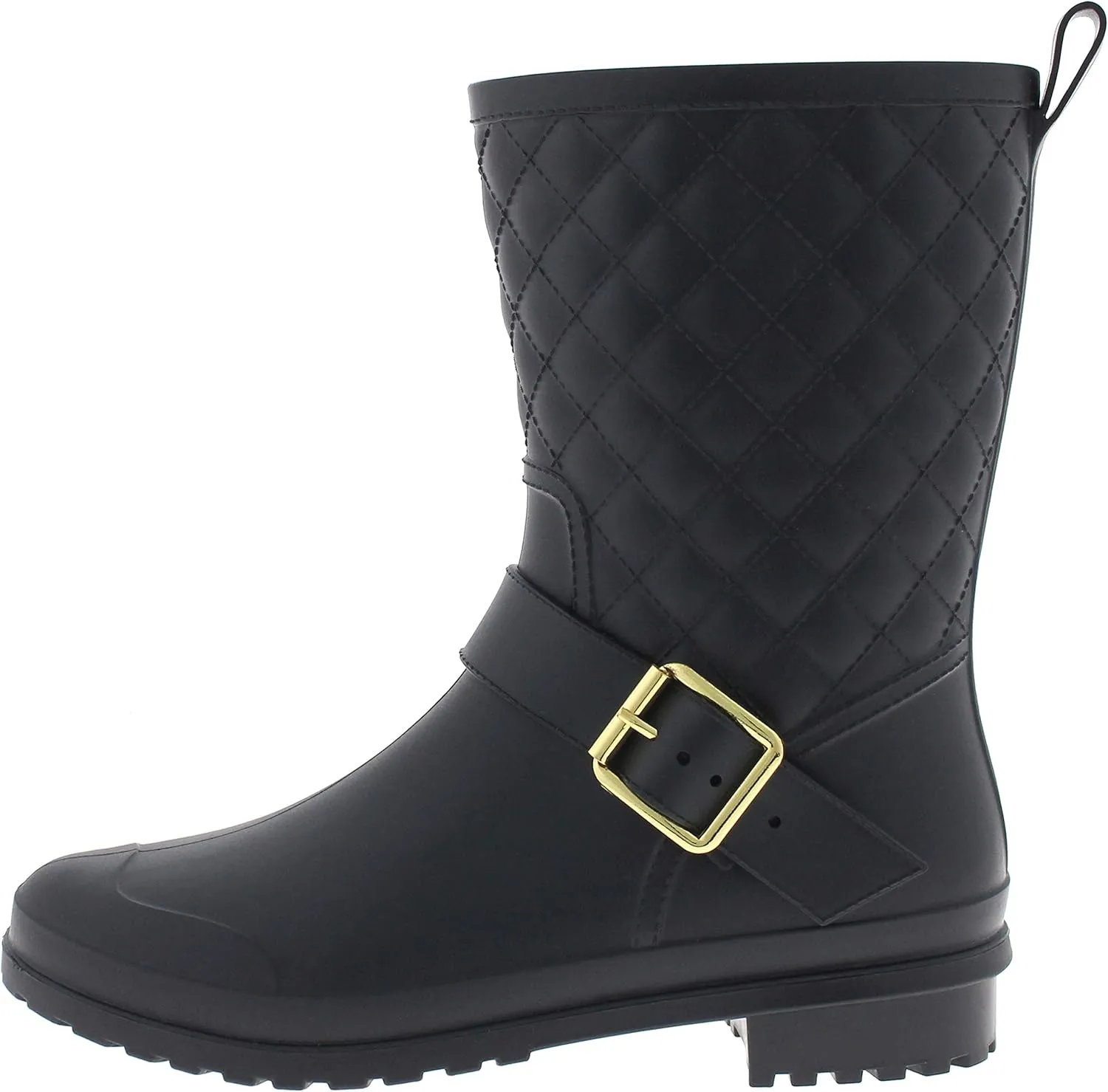 Capelli New York Ladies Matte, Quilted Shaft Mid-Calf Rain Boot