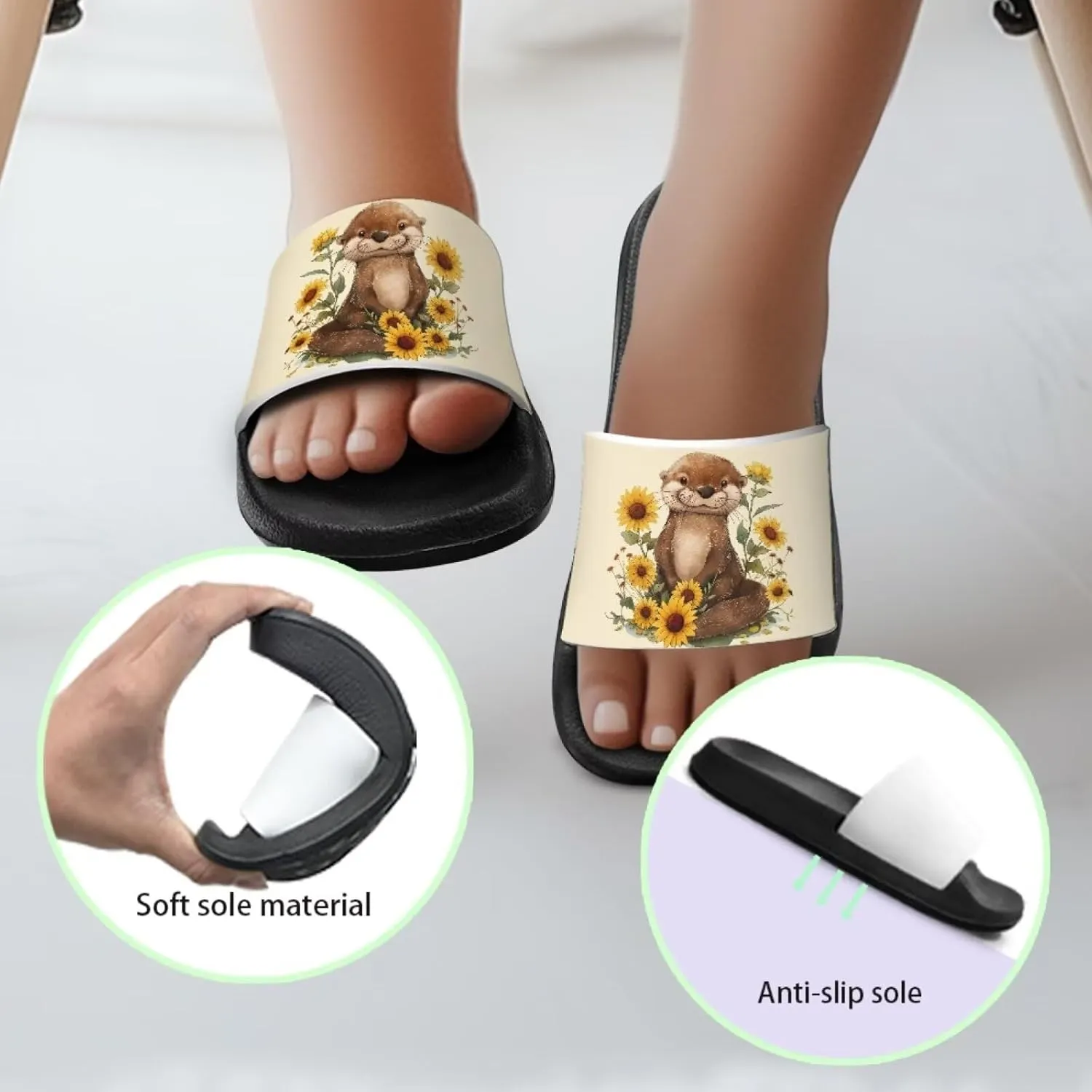 Capybara Slippers Slip On Kids Slide Sandals Breathable Non Slip Summer Holiday Water Sandals Bathroom Shower