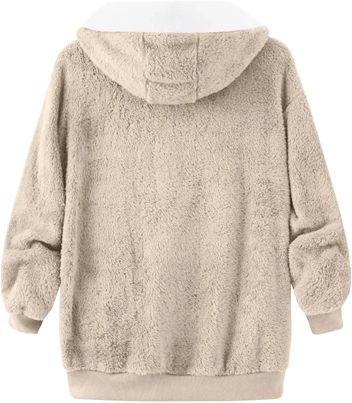 Casual Full Zip Sherpa Hoodies for Women Fleece Warm Soft Oversized Sweatshirts Drawstring Long Sleeve Winter Jackets