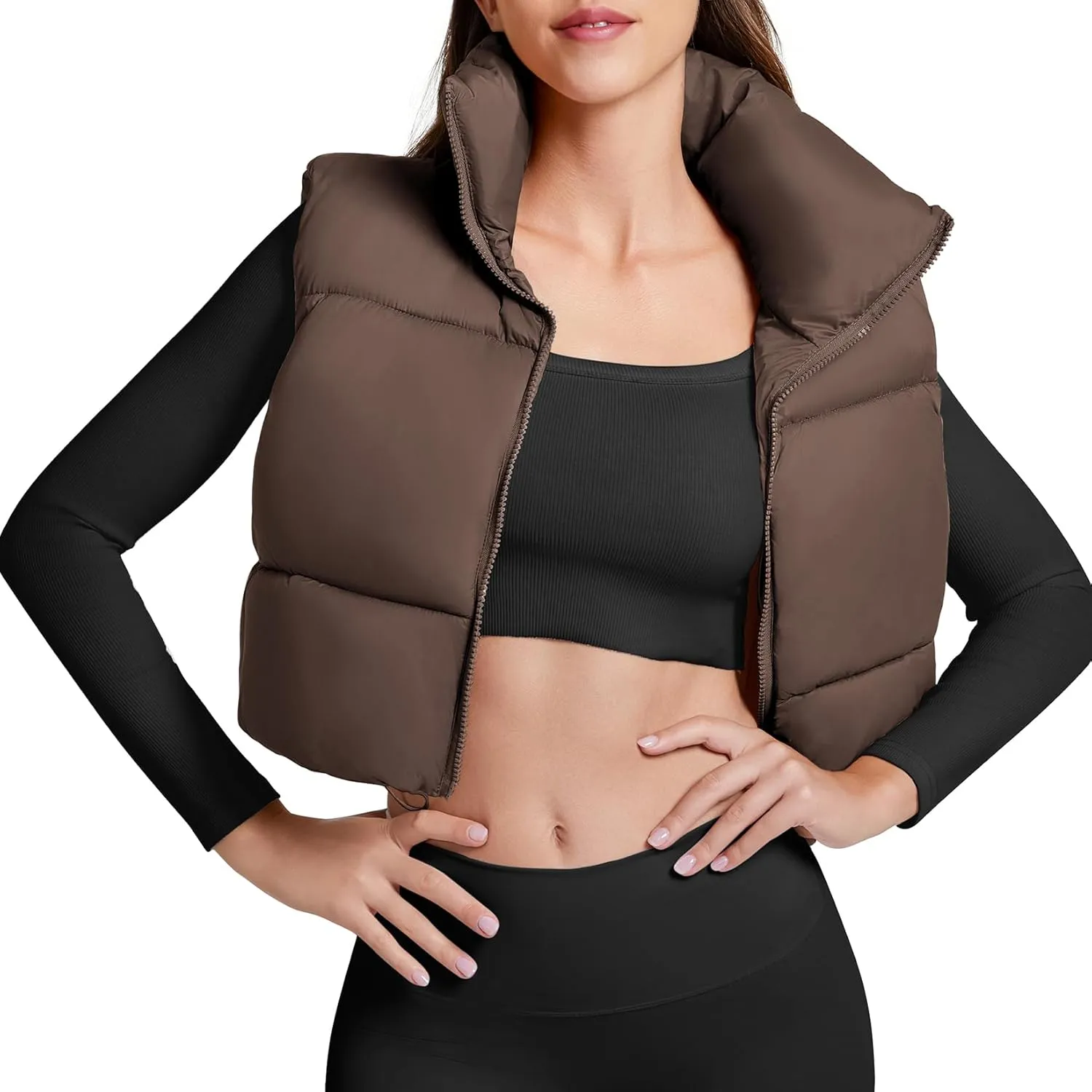 Century Star Cropped Puffer Vest Women's Outerwear Vests Puffy Sleeveless 2024 Quilted Christmas Vest Tops Jackets Coat Zip