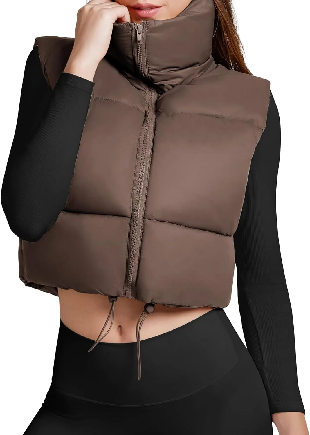 Century Star Cropped Puffer Vest Women's Outerwear Vests Puffy Sleeveless 2024 Quilted Christmas Vest Tops Jackets Coat Zip
