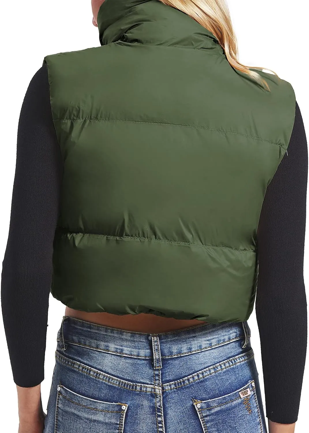 Century Star Cropped Puffer Vest Women's Outerwear Vests Puffy Sleeveless 2024 Quilted Christmas Vest Tops Jackets Coat Zip