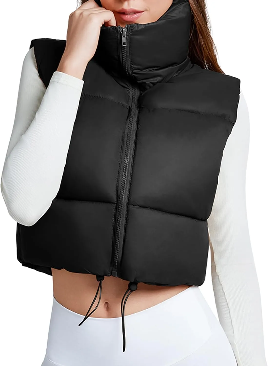 Century Star Cropped Puffer Vest Women's Outerwear Vests Puffy Sleeveless 2024 Quilted Christmas Vest Tops Jackets Coat Zip