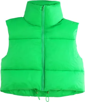 Century Star Cropped Puffer Vest Women's Outerwear Vests Puffy Sleeveless 2024 Quilted Christmas Vest Tops Jackets Coat Zip