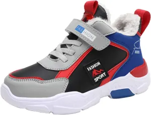 CERYTHRINA Boys Waterproof Ankle Boots Warm Faux Fur Fashion Sneakers Traines High Top Booties Walking Shoes