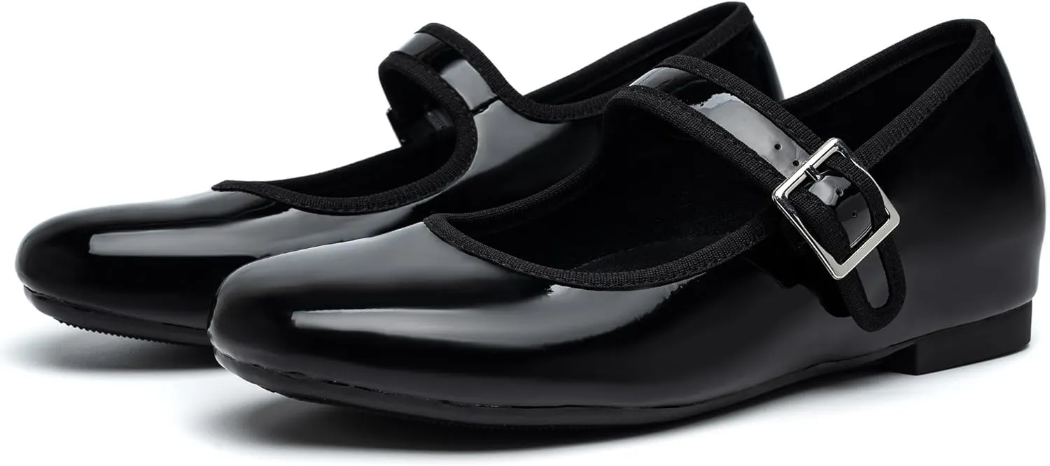 Cestfini Mary Jane Shoes Women Slip on Ballet Flat Dressy Comfortable Round Toe Black Flats Shoes Ankle Strap Flats for Women