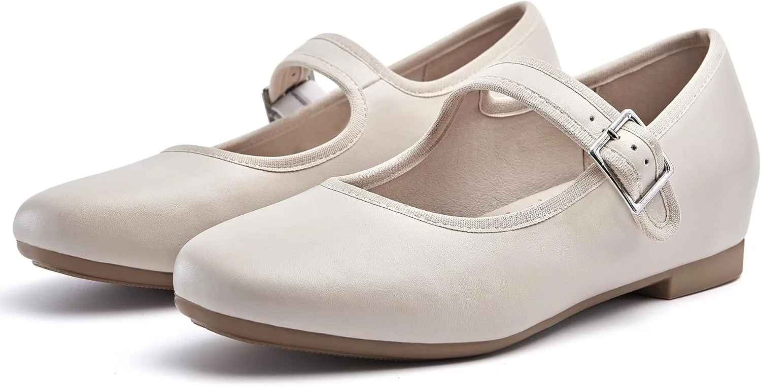 Cestfini Mary Jane Shoes Women Slip on Ballet Flat Dressy Comfortable Round Toe Black Flats Shoes Ankle Strap Flats for Women