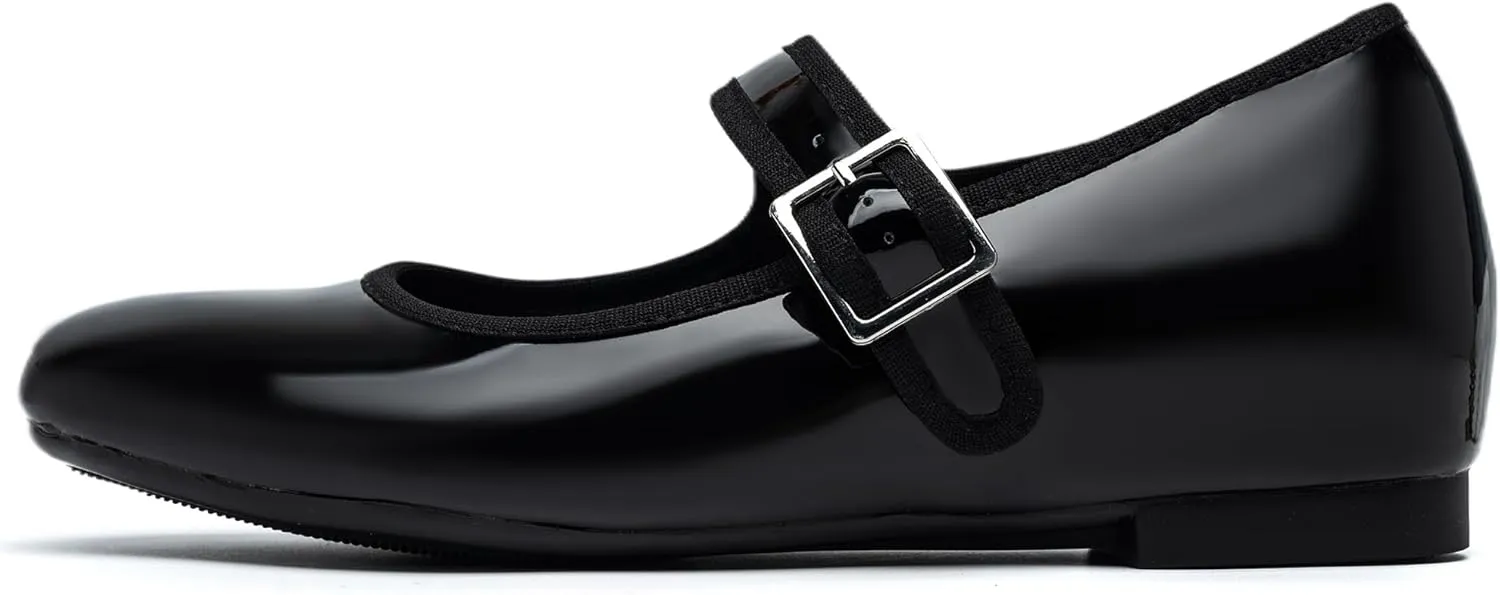 Cestfini Mary Jane Shoes Women Slip on Ballet Flat Dressy Comfortable Round Toe Black Flats Shoes Ankle Strap Flats for Women
