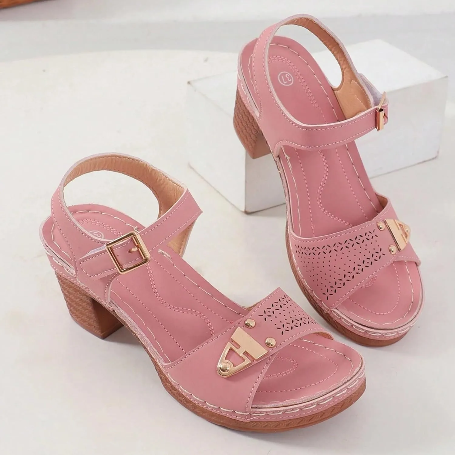 Chunky Heels for Women Sexy, Fashion Summer Block Heels Dressy Comfortable Open Toe Strappy Sandals Ankle Strap Stacked Platform Heels Slip On Mules Wedges Heels for Women Sandals