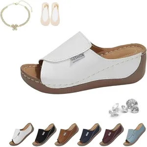 Cicisella Sandals for Women Comfortable Arch Support Slides Solid Breathable Color Sandals, Summer Platform Wedge Walking Slides Slip on Casual Sandal