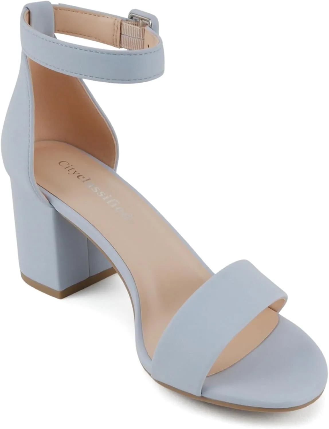 CITYCLASSIFIED Cake ~ Women Fashion Open Toe Ankle Buckle Strap Low Chunky Heels Sandals Shoes