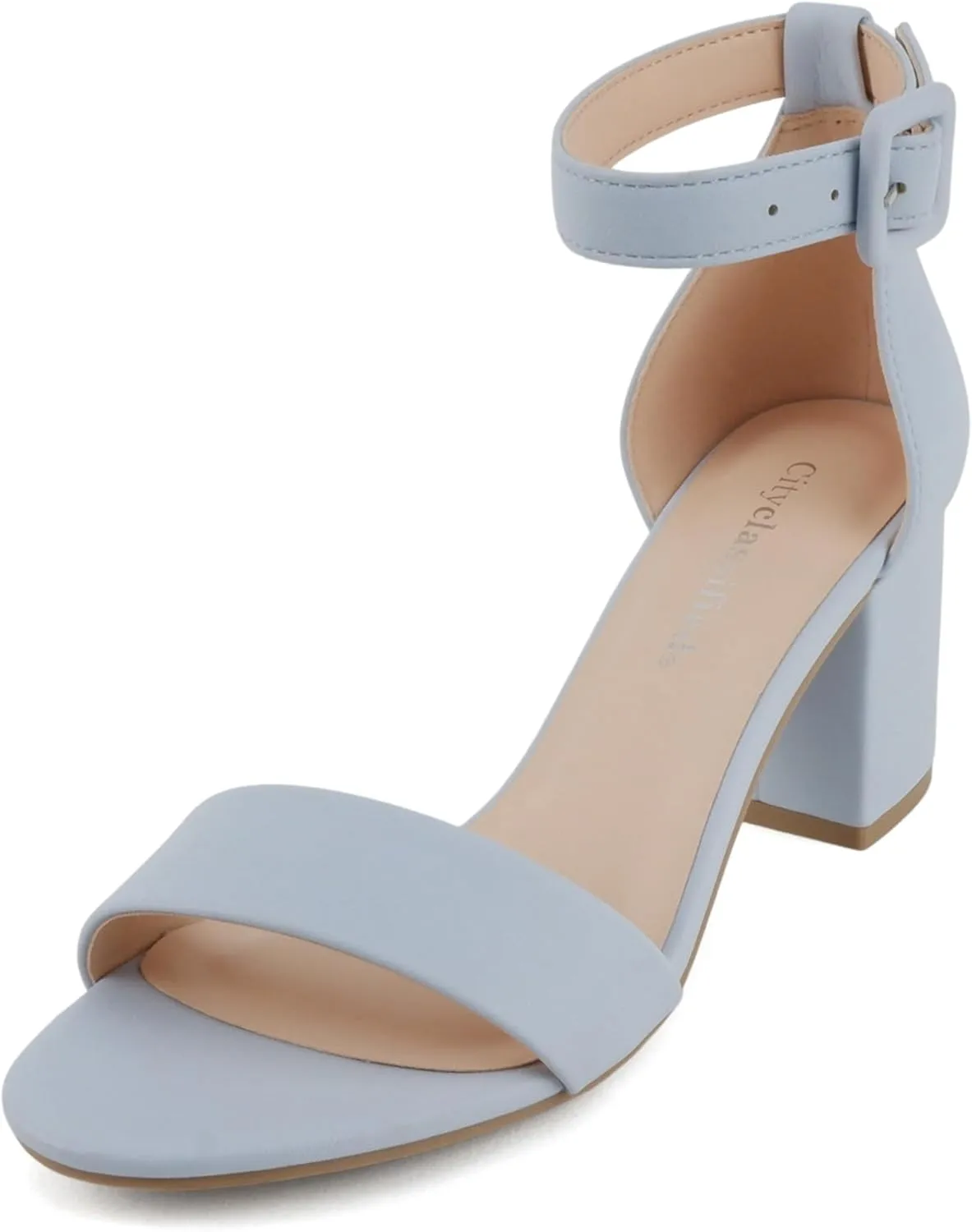 CITYCLASSIFIED Cake ~ Women Fashion Open Toe Ankle Buckle Strap Low Chunky Heels Sandals Shoes