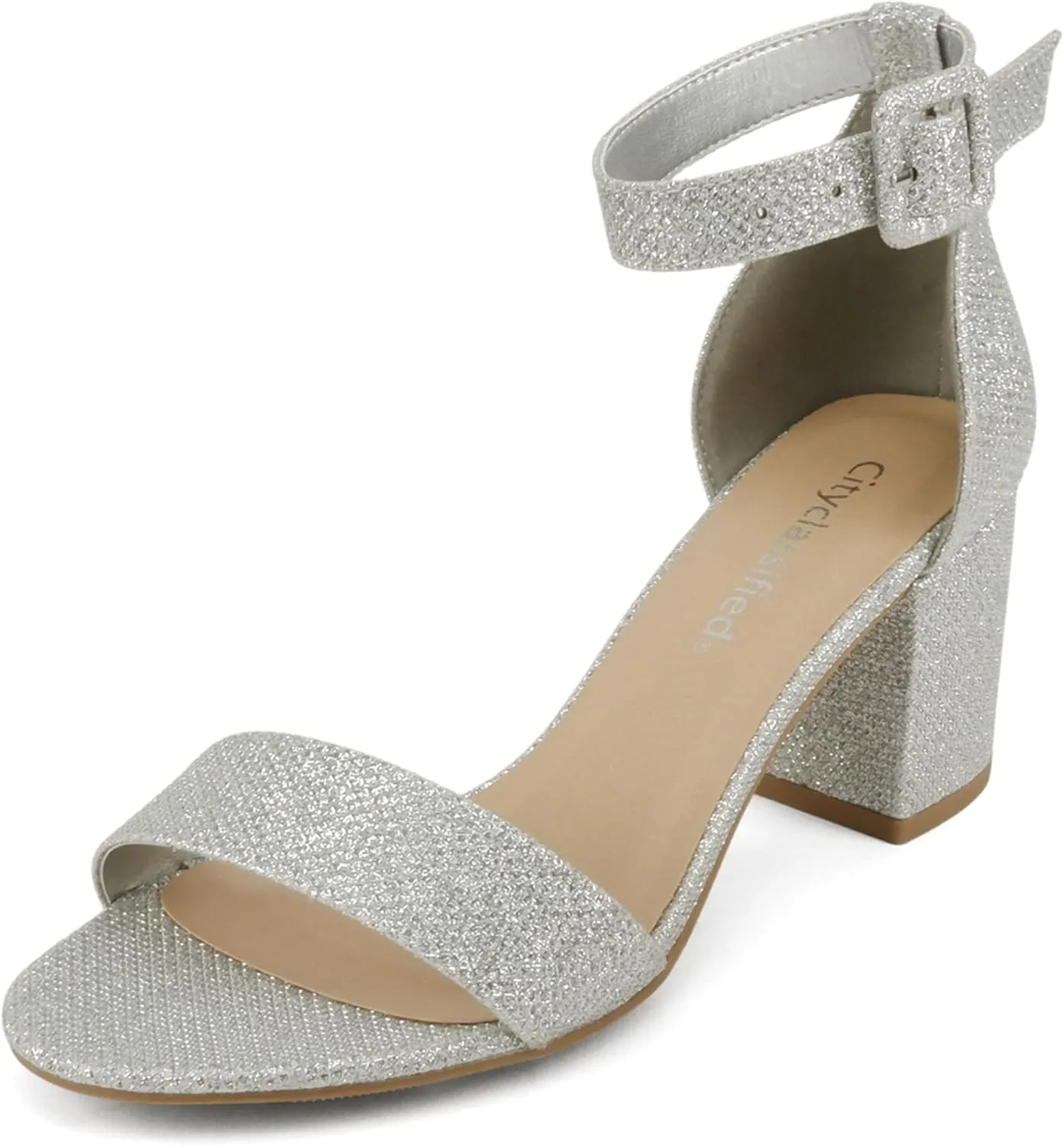 CITYCLASSIFIED Cake ~ Women Fashion Open Toe Ankle Buckle Strap Low Chunky Heels Sandals Shoes