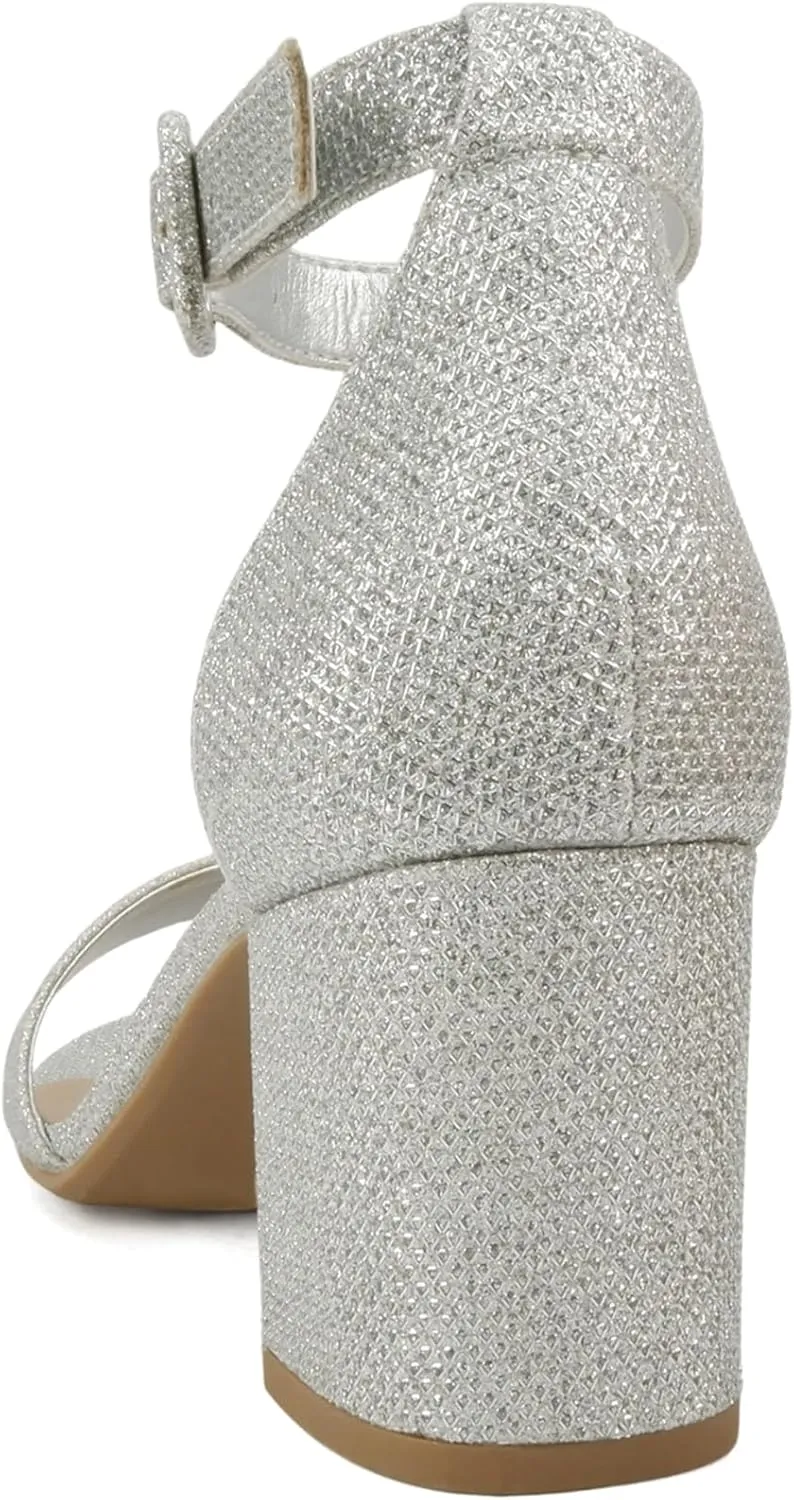 CITYCLASSIFIED Cake ~ Women Fashion Open Toe Ankle Buckle Strap Low Chunky Heels Sandals Shoes