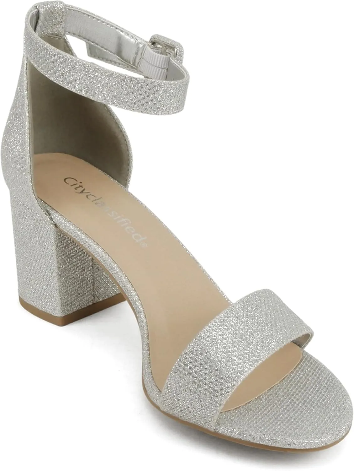 CITYCLASSIFIED Cake ~ Women Fashion Open Toe Ankle Buckle Strap Low Chunky Heels Sandals Shoes