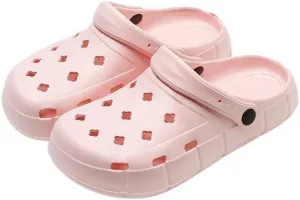 Clogs Women Sandals Summer Casual EVA Lightweight Outdoor Women's Shoes Anti Slip Thick Sole Beach Slides Couple Garden Shoes (A411-Pink,Chinese 38-39)