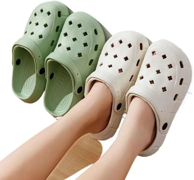 Clogs Women Sandals Summer Casual EVA Lightweight Outdoor Women's Shoes Anti Slip Thick Sole Beach Slides Couple Garden Shoes (A411-Pink,Chinese 38-39)