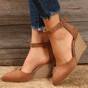 Closed Toe Wedges Heels for Women Dressy Summer 2025,Women's Pointed Toe Platform Wedge Ankle Strap Espadrilles Sandals Ladies Comfortable Summer Dress Shoes for Beach Wedding