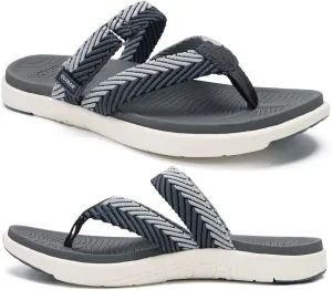 COFACE Womens Trendy Orthotic Flip Flops Lightweight Yoga Mat Thick Cushion Walking Thong Sandals Adjustable Slip On Slippers With Comfortable Plantar Fasciitis Arch Support