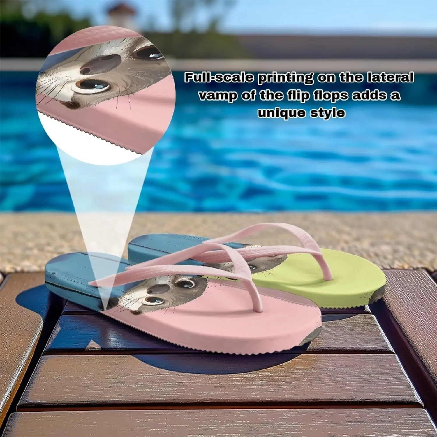 Coloranimal Flip Flops for Women Summer Sandals Non Slip Thong Sandals Women's Flip Flops Lightweight Cushioning Shock-Absorbing for Walking All-Day