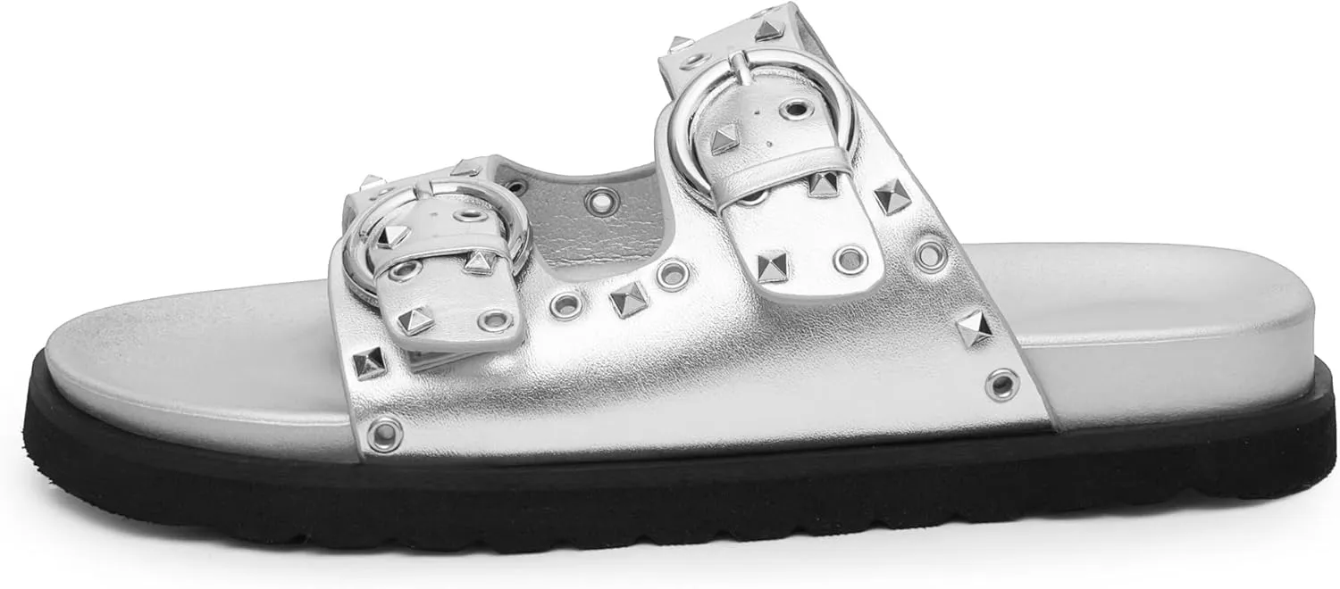 Comfortable Slide Sandals for Women Footbed Flat Sandals Casual Dressy Shoes