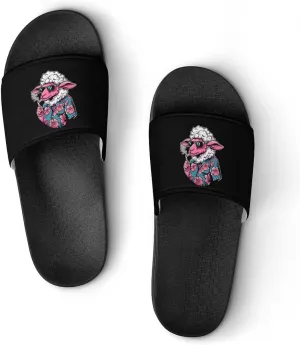 Cool Smoking Sheep Non Slip Slides Sandals for Women Men Quick Drying Shower Shoes for Bathroom Pool Beach