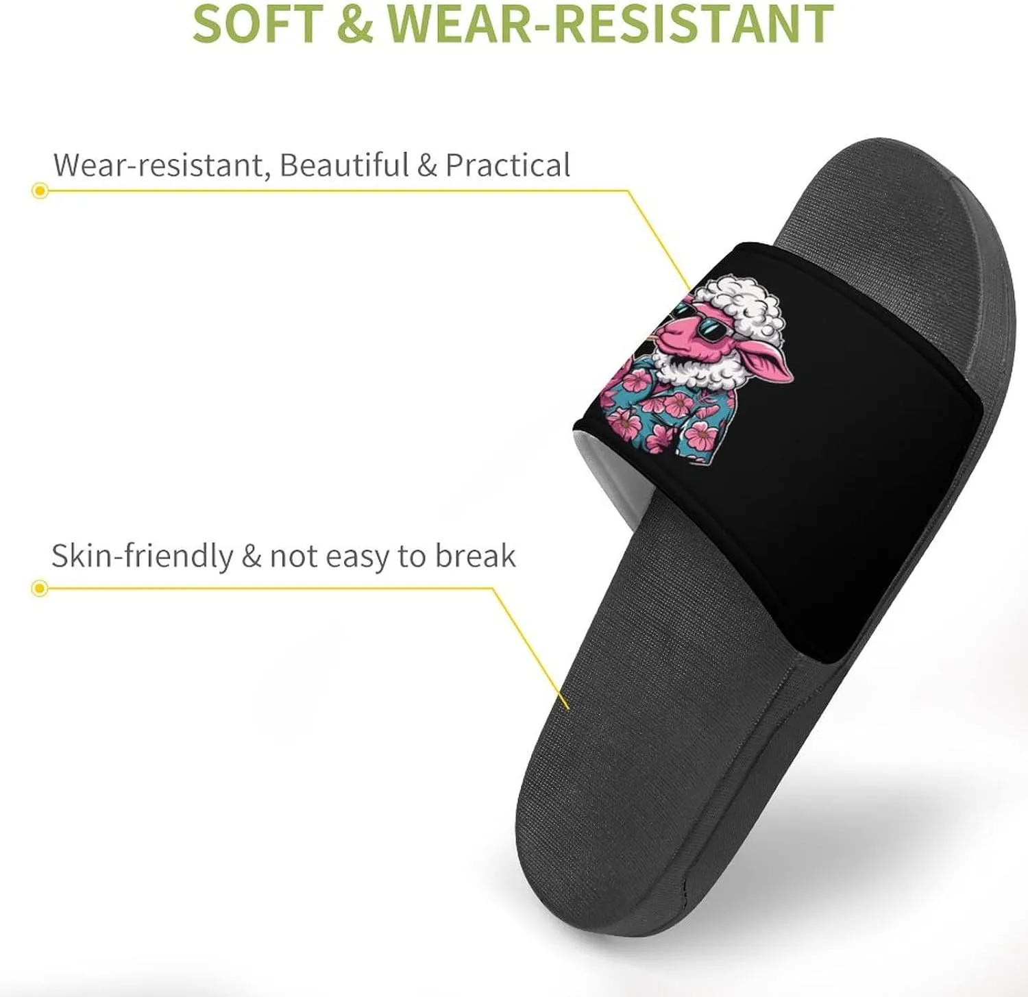 Cool Smoking Sheep Non Slip Slides Sandals for Women Men Quick Drying Shower Shoes for Bathroom Pool Beach