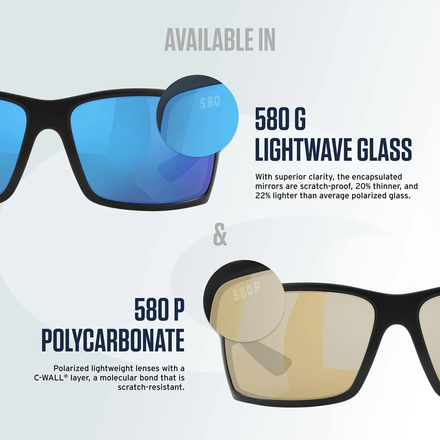 Costa Del Mar Men's Fantail Polarized Rectangular Sunglasses