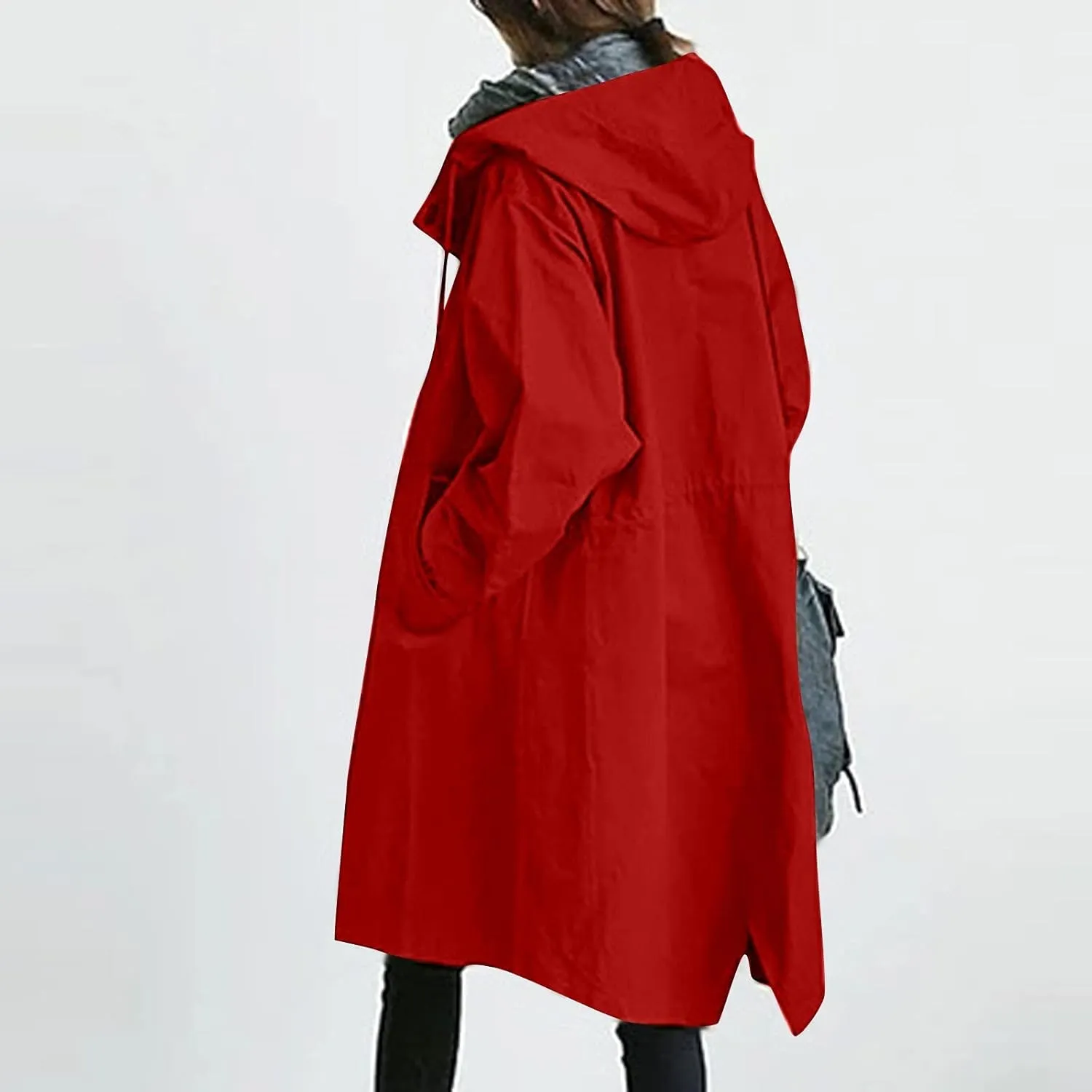 COTECRAM Women's Trench Jackets Plus Size Casual Long Rain Jacket Fashion Winter Hooded Oversized Windbreaker Coats Outerwear