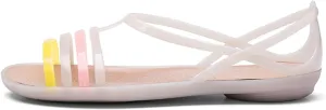CROSSBABY Women's Open Toe Colorful Neon Jelly Flat Sandals,Summer T-Strap Rainbow Gladiator Clear Rain Shoes Slip on Beach Casual Width Toe Sandals